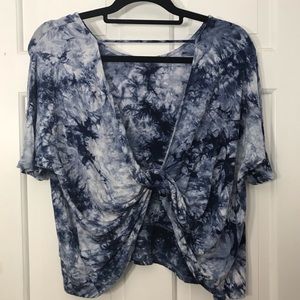 🔵Blue tie dye twist back shirt